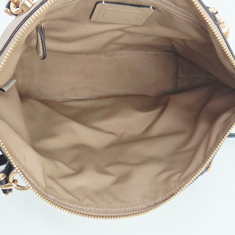 Coach Kacey Colorblock Pebble Leather Satchel Crossbody Bag C6841 Chalk Tan - Picture 14 of 16